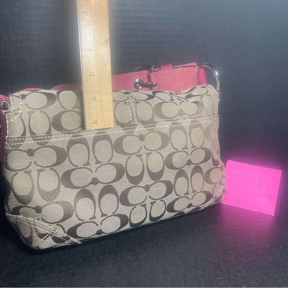 VINTAGE LN Coach Signature Textile Jacquard & leather handbag Braided strap - Picture 3 of 15